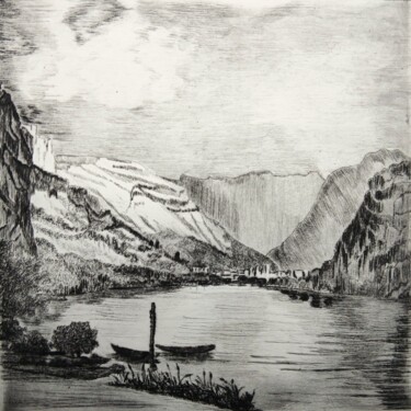 Impressões e gravuras intitulada "Le Lac" por Christian Nouyrigat, Obras de arte originais, Gravação