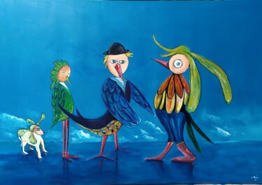 Painting titled "la rencontre de  gu…" by Christian Panis, Original Artwork, Acrylic