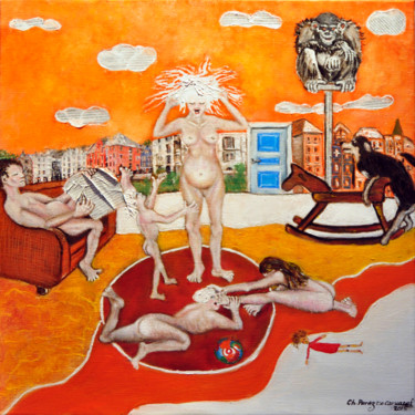 Pintura intitulada "We are pregnant" por Christian Perez De Carvasal, Obras de arte originais, Óleo Montado em Armação em ma…