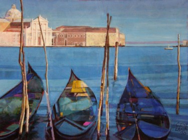 Painting titled "lagune 1" by Christian Rolland, Original Artwork, Oil