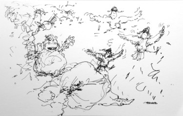 Disegno intitolato "marula 6" da Christian Rolland, Opera d'arte originale, Inchiostro