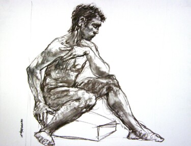 Рисунок под названием "fusain 50/65 2011 76" - Christian Rolland, Подлинное произведение искусства, Древесный уголь