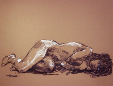 「fusain & craie 2011…」というタイトルの描画 Christian Rollandによって, オリジナルのアートワーク, 木炭