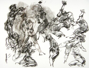 Рисунок под названием "fusain 50/65 2011 1…" - Christian Rolland, Подлинное произведение искусства, Древесный уголь