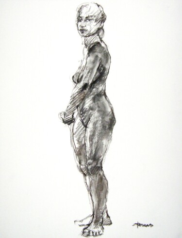 Рисунок под названием "fusain 50/65 2012 2" - Christian Rolland, Подлинное произведение искусства, Древесный уголь