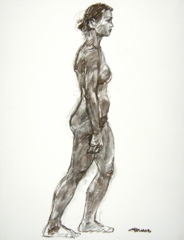 Рисунок под названием "fusain 50/65 2012 4" - Christian Rolland, Подлинное произведение искусства, Древесный уголь