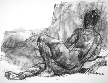 Drawing titled "fusain 50/65 2012 48" by Christian Rolland, Original Artwork, Charcoal
