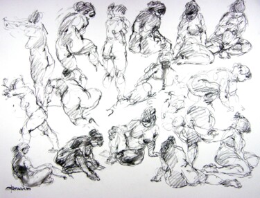 Рисунок под названием "fusain 50/65 2012 1…" - Christian Rolland, Подлинное произведение искусства, Древесный уголь