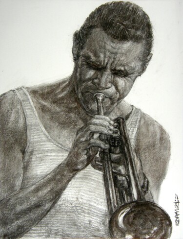 Dessin intitulée "fusain jazz 32" par Christian Rolland, Œuvre d'art originale, Fusain