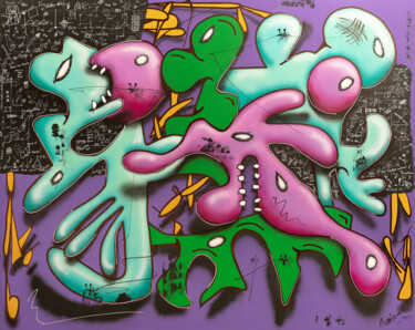 「Brain food」というタイトルの絵画 Christian Van Hedelによって, オリジナルのアートワーク, アクリル アルミニウムにマウント