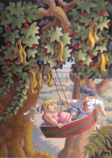 绘画 标题为“La barque de Tarzan” 由Christian Vassort, 原创艺术品, 丙烯