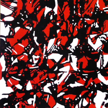 Schilderij getiteld "Rouge et noir" door Christian Vidal, Origineel Kunstwerk, Acryl Gemonteerd op Houten paneel