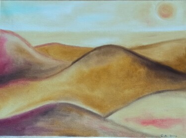 Painting titled "Desert" by Christiane Arques, Original Artwork, Oil
