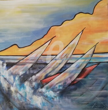 Painting titled "Tempête sous un crâ…" by Christiane Bernais, Original Artwork, Acrylic