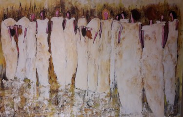 Malerei mit dem Titel "Communauté 02" von Christiane Guerry, Original-Kunstwerk, Acryl Auf Keilrahmen aus Holz montiert