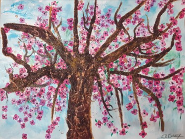 Painting titled "L'ARBRE DE VIE EN R…" by Christiane Guerry, Original Artwork, Collages Mounted on Plexiglass