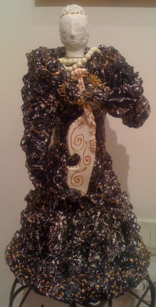 Sculpture intitulée "LA DAME AU VIOLON B…" par Christiane Guerry, Œuvre d'art originale, Techniques mixtes