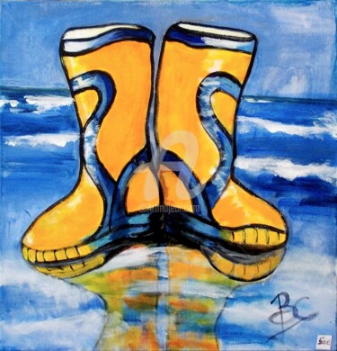 제목이 "Painting "Boots of…"인 미술작품 Christiane Marette (Christiane Marette - B.C Créations)로, 원작, 아크릴