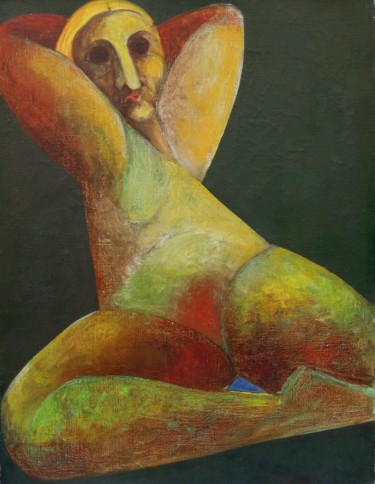 「Femme - sexe」というタイトルの絵画 Christiane Seguinによって, オリジナルのアートワーク, オイル ウッドストレッチャーフレームにマウント