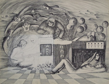 "El Kiffan" başlıklı Resim Christiane Seguin tarafından, Orijinal sanat, Mürekkep