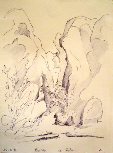 Zeichnungen mit dem Titel "Beida" von Christiane Seguin, Original-Kunstwerk, Kugelschreiber