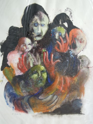 Peinture intitulée "Mains" par Christiane Seguin, Œuvre d'art originale, Acrylique