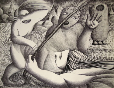 Desenho intitulada "Mora" por Christiane Seguin, Obras de arte originais, Tinta