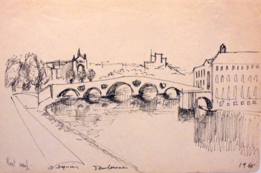 Рисунок под названием "Toulouse" - Christiane Seguin, Подлинное произведение искусства, Шариковая ручка