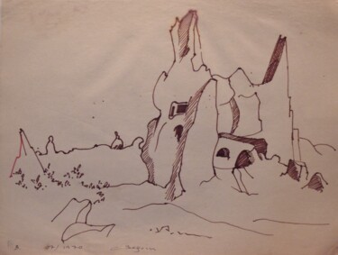 Drawing titled "Cappadoce" by Christiane Seguin, Original Artwork, Ink