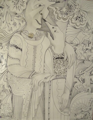 Dibujo titulada "Rostressé" por Christiane Seguin, Obra de arte original, Tinta