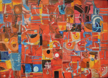 Collages titled "Segmol-6" by Christiane Seguin, Original Artwork, Collages Mounted on Wood Panel