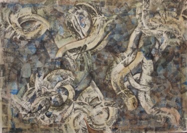 Collages intitolato "Danseur." da Christiane Seguin, Opera d'arte originale, Collages Montato su Cartone
