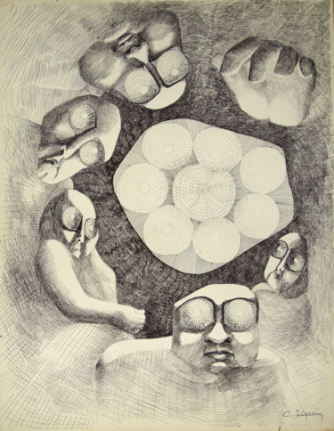 Desenho intitulada "Diagnostic" por Christiane Seguin, Obras de arte originais, Tinta