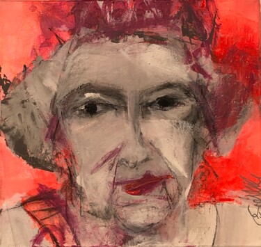 Painting titled "Reine ELisabeth II" by Christiane Sottile, Original Artwork, Pigments