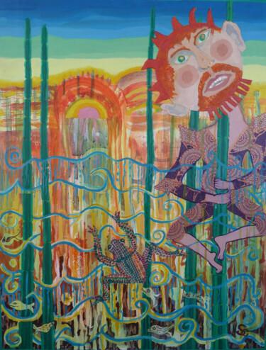 Peinture intitulée "La Montée des eaux" par Christiane Stempfer, Œuvre d'art originale, Acrylique Monté sur Panneau de bois