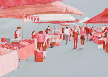 Pintura intitulada "Bordeaux, marché bo…" por Christian Naura, Obras de arte originais, Óleo Montado em Armação em madeira