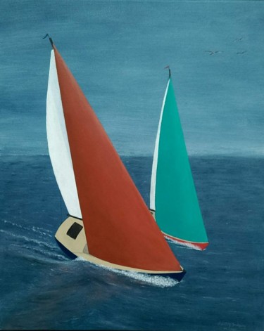 Schilderij getiteld "bord à bord" door Christian Salaun, Origineel Kunstwerk, Acryl