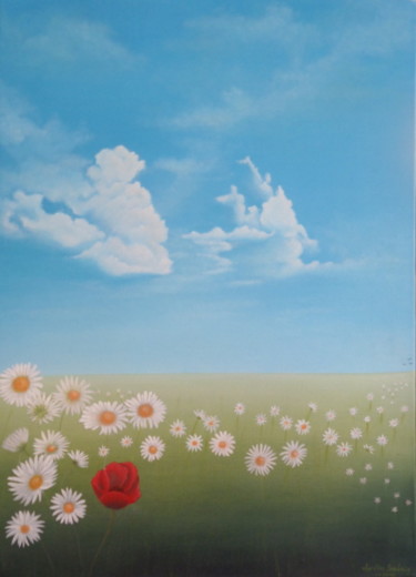 Peinture intitulée "ciel-d-ete-sur-un-c…" par Christian Salaun, Œuvre d'art originale, Huile