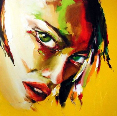 Painting titled "regard de femme#2la…" by Christian Vey, Original Artwork