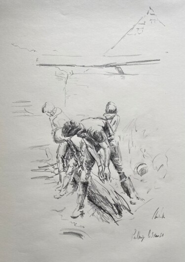 Drawing titled "Poulbrizeurs au tra…" by Christille De Witte, Original Artwork, Pencil