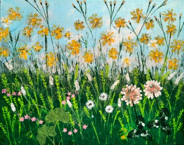 Картина под названием "In the Meadow" - Christina Bug, Подлинное произведение искусства, Акрил Установлен на Деревянная рама…