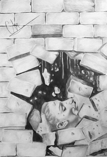 Tekening getiteld "Drawing" door Christina Diamond, Origineel Kunstwerk, Houtskool