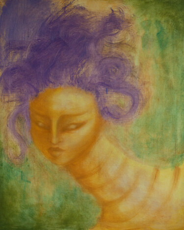 Painting titled "Wind in her hair" by Christina Misuro, Original Artwork, Oil