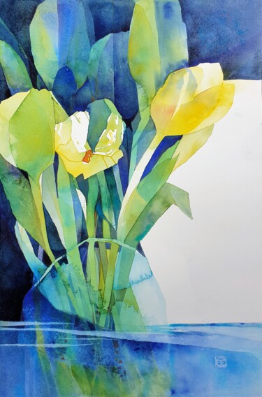 Malarstwo zatytułowany „Le vase” autorstwa Christine Berlinson-Eßer, Oryginalna praca, Akwarela