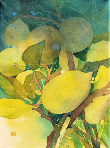 Pintura titulada "Le temps des citrons" por Christine Berlinson-Eßer, Obra de arte original, Acuarela