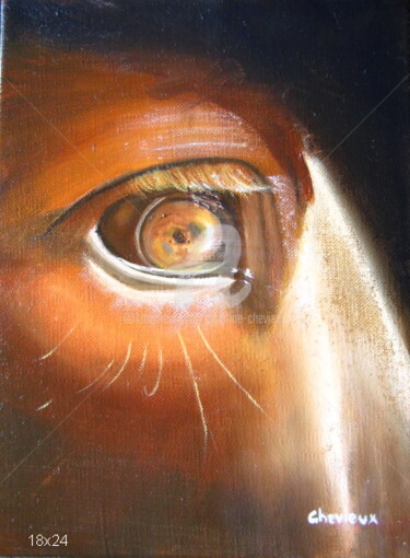 Peinture intitulée "cheval" par Christine Chevieux, Œuvre d'art originale, Huile