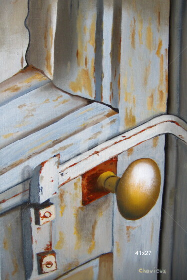 Painting titled "poignée de porte 1" by Christine Chevieux, Original Artwork, Oil