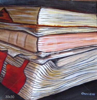绘画 标题为“vieux livres” 由Christine Chevieux, 原创艺术品, 油