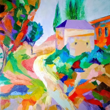 Painting titled "paysage d'occitannie" by Christine Desplanque, Original Artwork, Oil