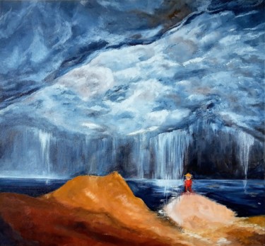Malarstwo zatytułowany „orage” autorstwa Christine Desplanque, Oryginalna praca, Olej Zamontowany na Drewniana rama noszy